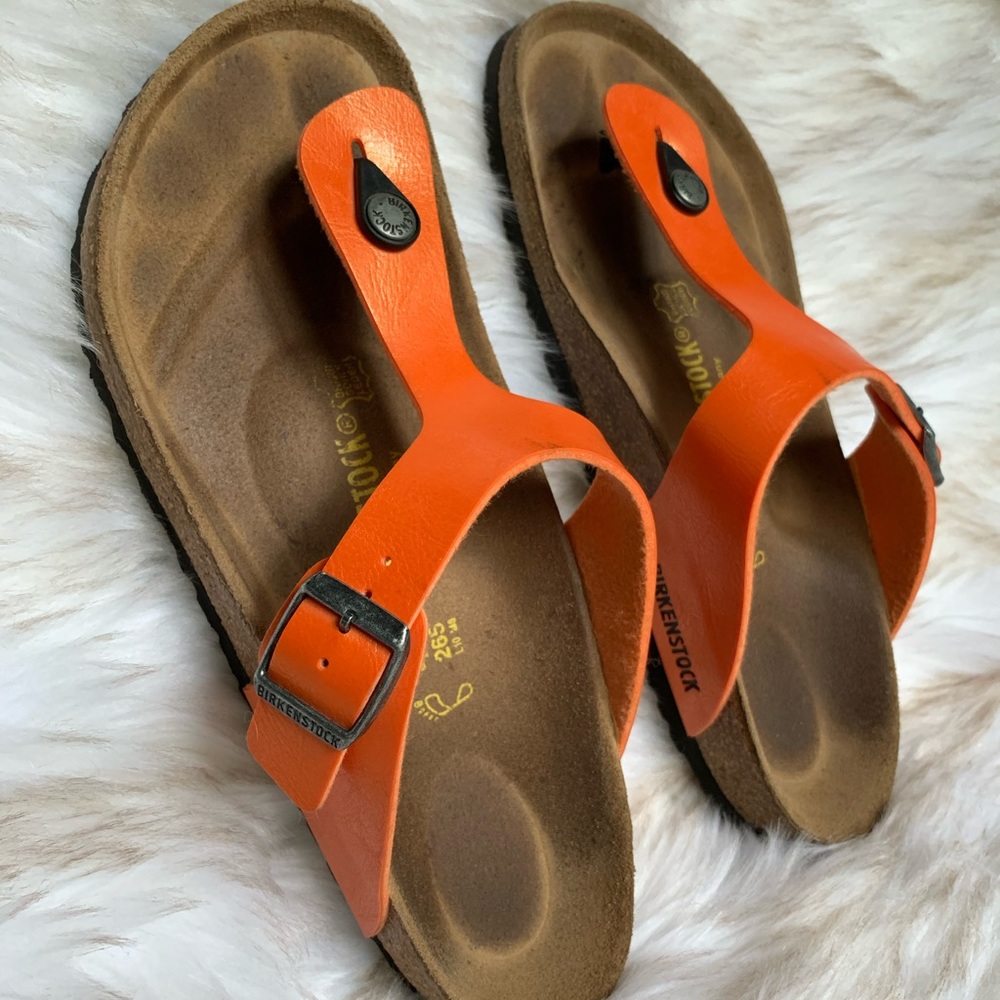 Birkenstock Gizeh Orange Toe Post Sandals Size 41